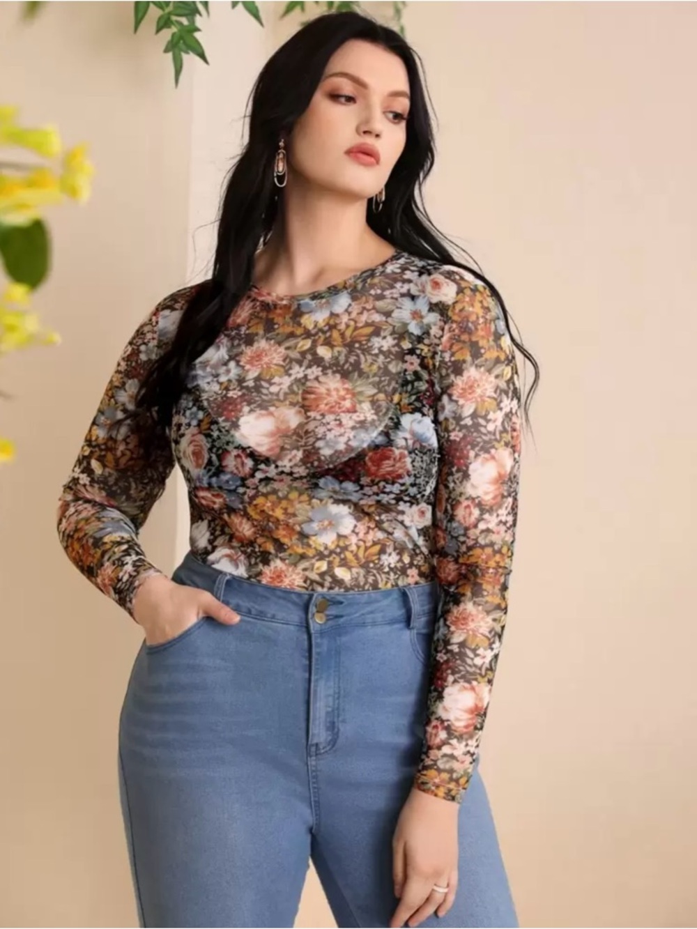 Floral Mesh Top